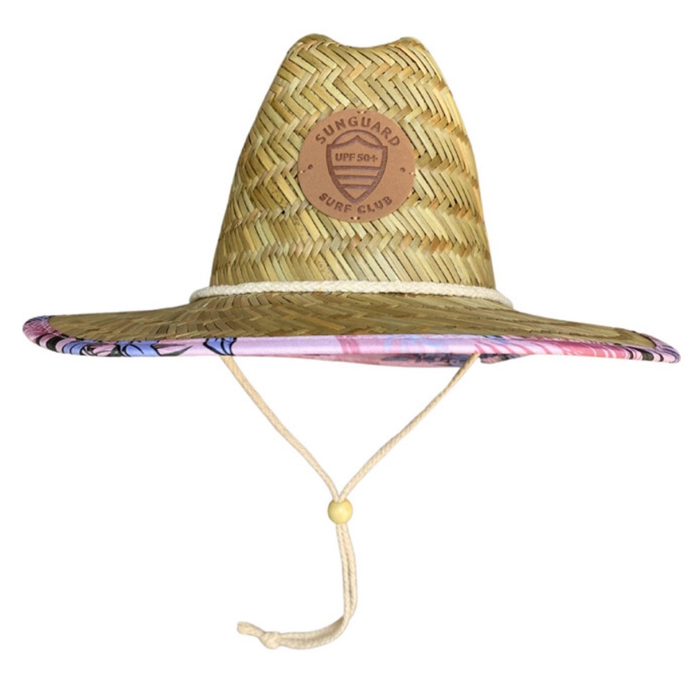 Kids Straw Hat with Pink Trim